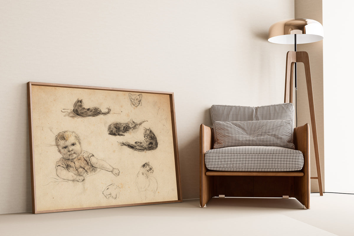 Paul Gauguin — Studies of Cats and a Child | Fine Art Print
