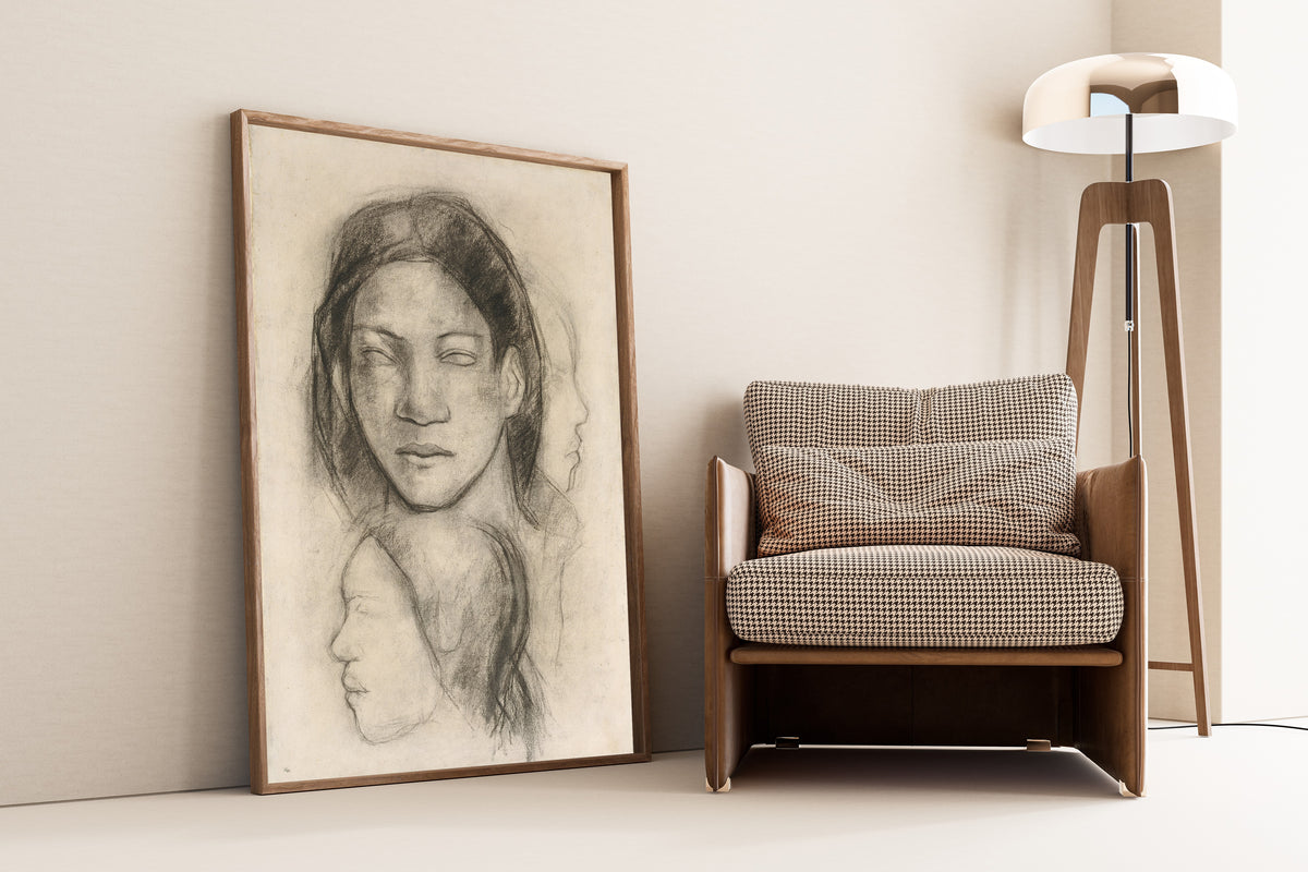 Paul Gauguin — Tahitian Faces (Frontal View and Profiles) | Fine Art Print