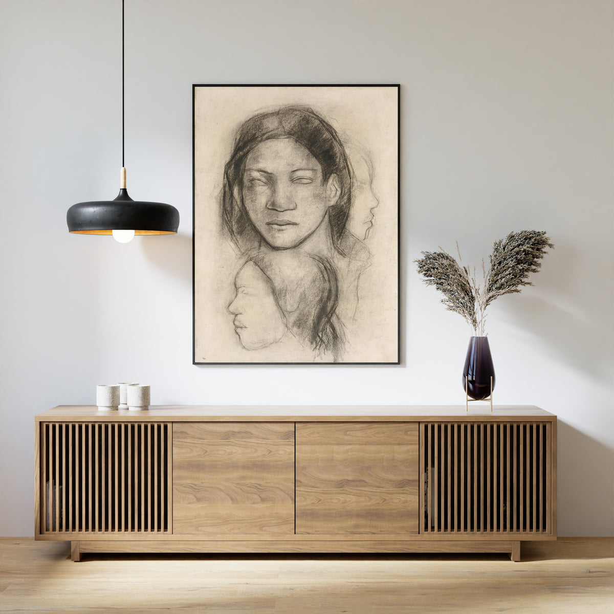Paul Gauguin — Tahitian Faces (Frontal View and Profiles) | Fine Art Print