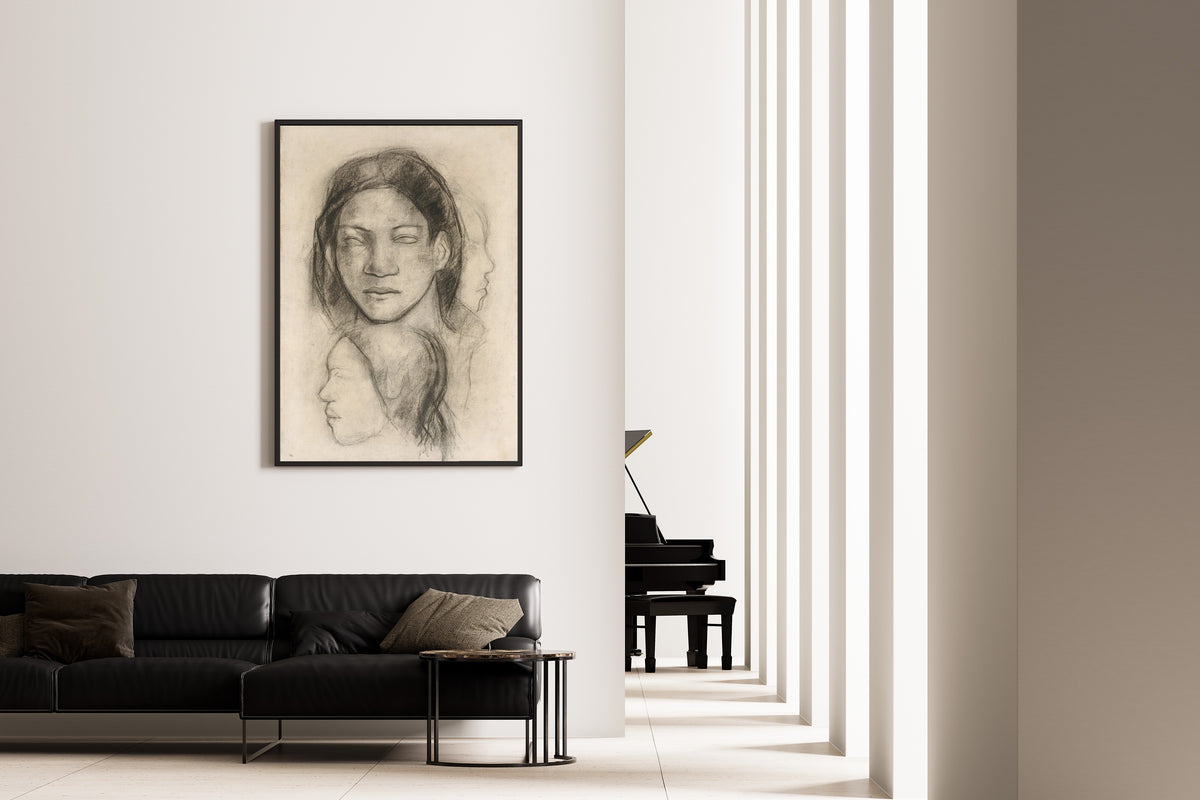Paul Gauguin — Tahitian Faces (Frontal View and Profiles) | Fine Art Print