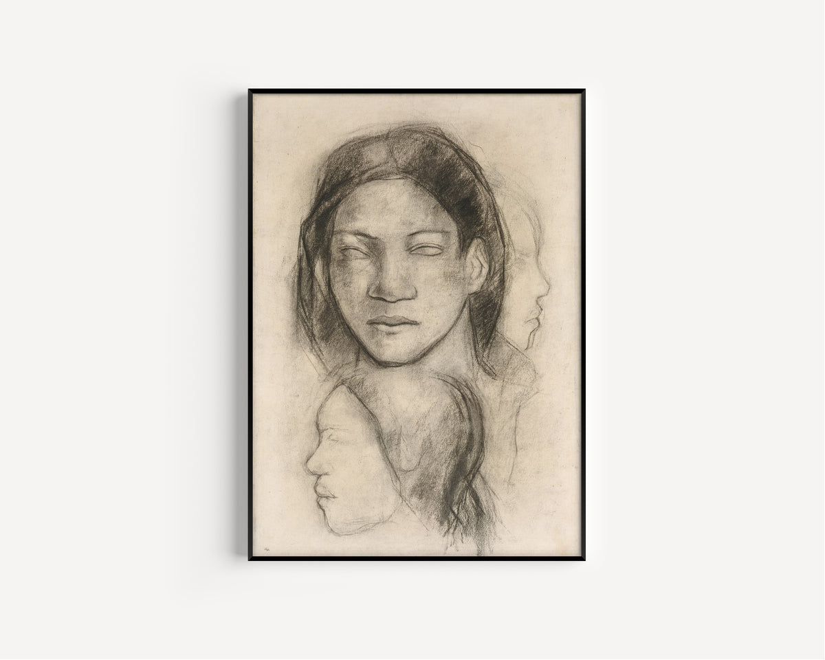 Paul Gauguin — Tahitian Faces (Frontal View and Profiles) | Fine Art Print