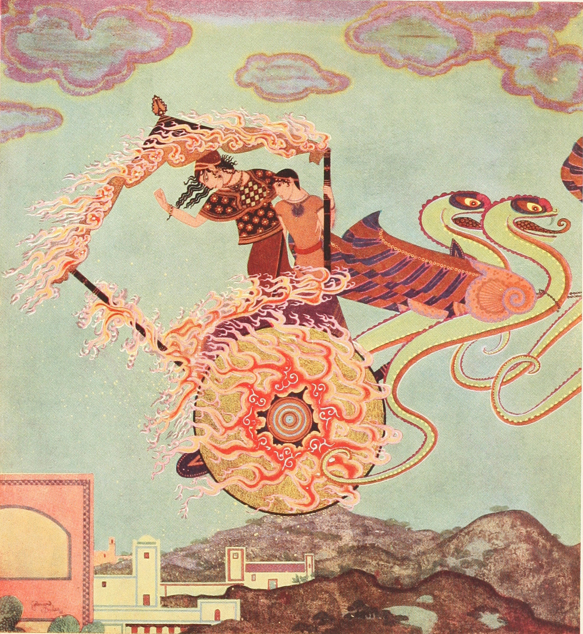 Edmund Dulac — Tanglewood Tales: She Shook Her Hands over the Multitude Below | Fairy Tale Illustration Print
