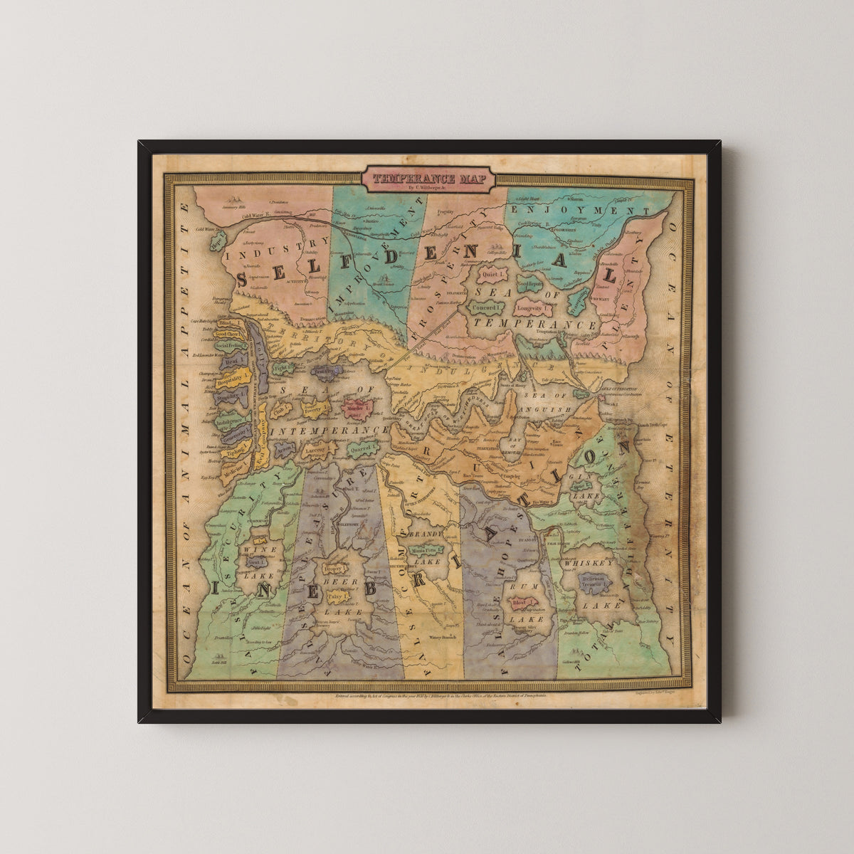 John Christian Wiltberger Jr. — Temperance Map | Hand-Coloured Engraved Map Print