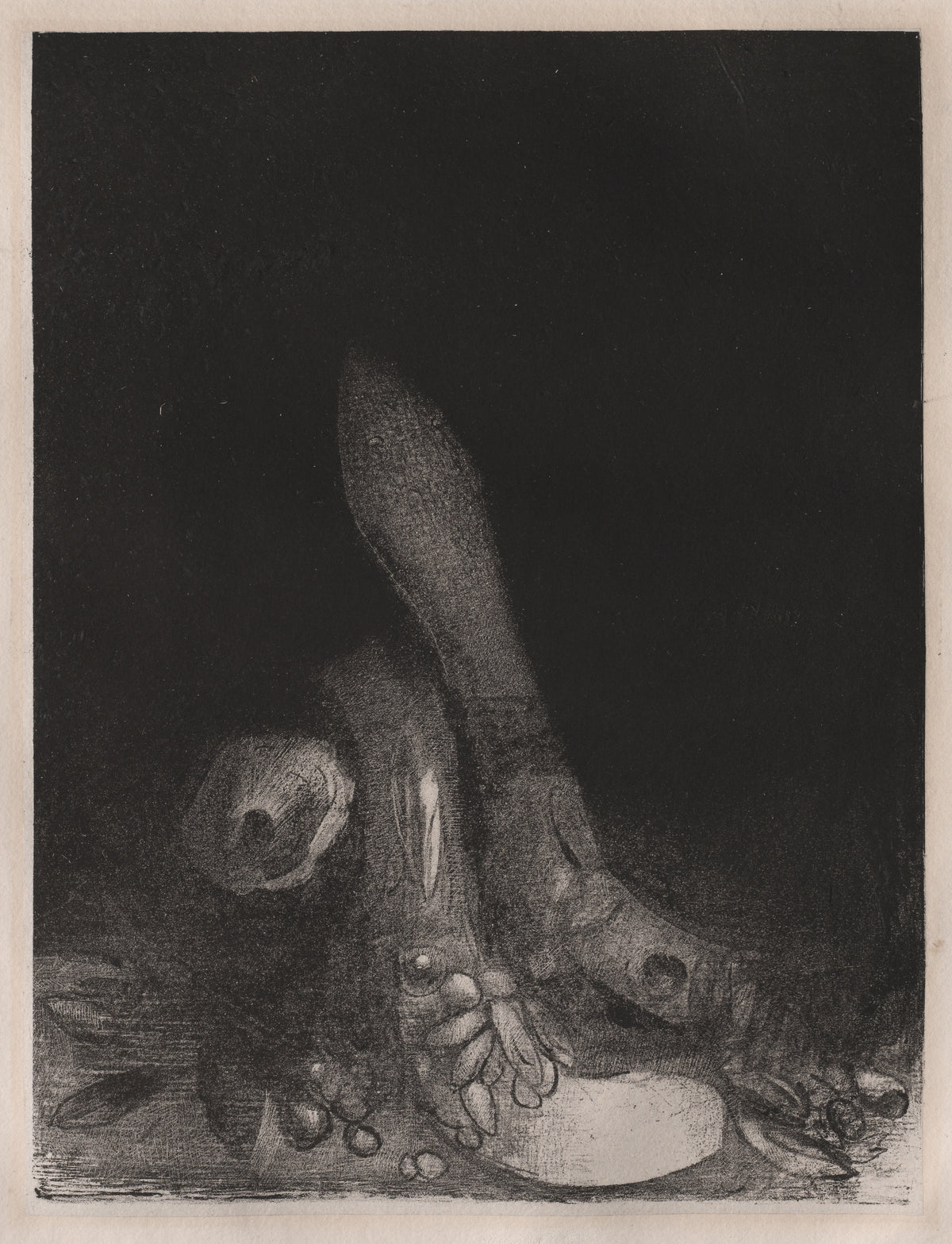 Odilon Redon — The Temptation of Saint Anthony: Flowers Fall and the Head of a Python Appears | Symbolist Art Print