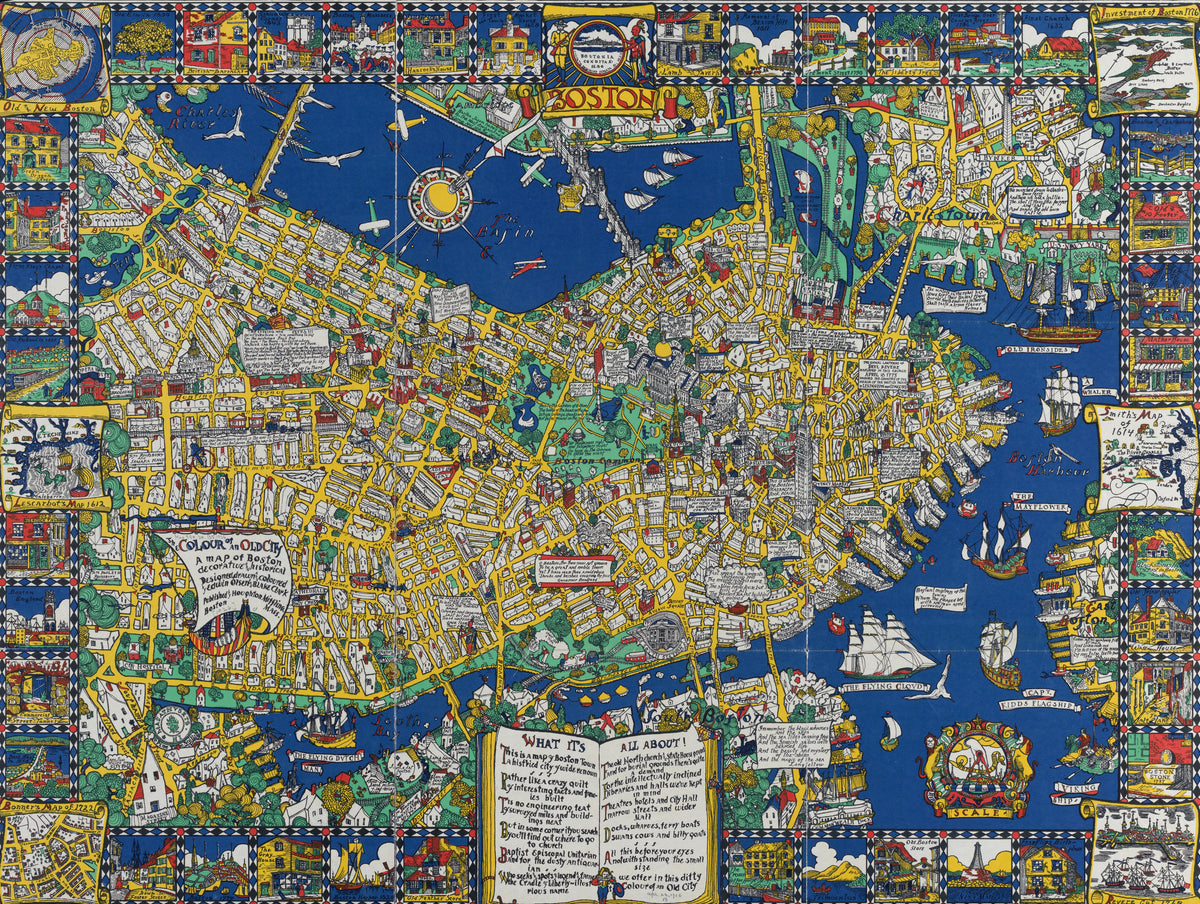 Edwin Olsen — The Colour of an Old City: A Map of Boston, Decorative and Historical | Vintage Pictorial Map Print