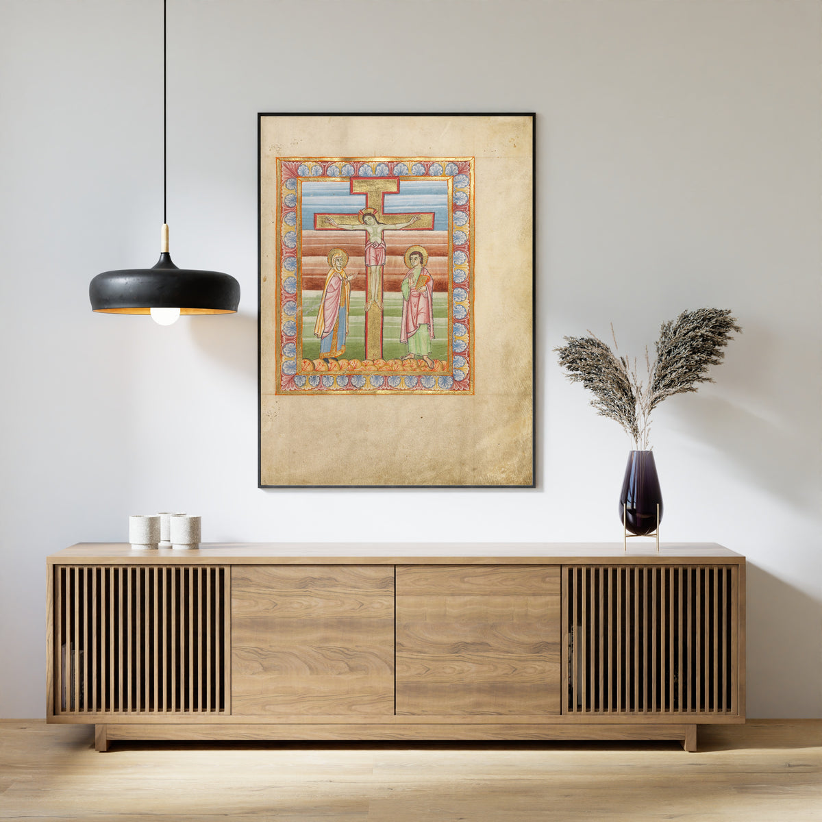 The Crucifixion (Banded Sky) | Illuminated Manuscript Print