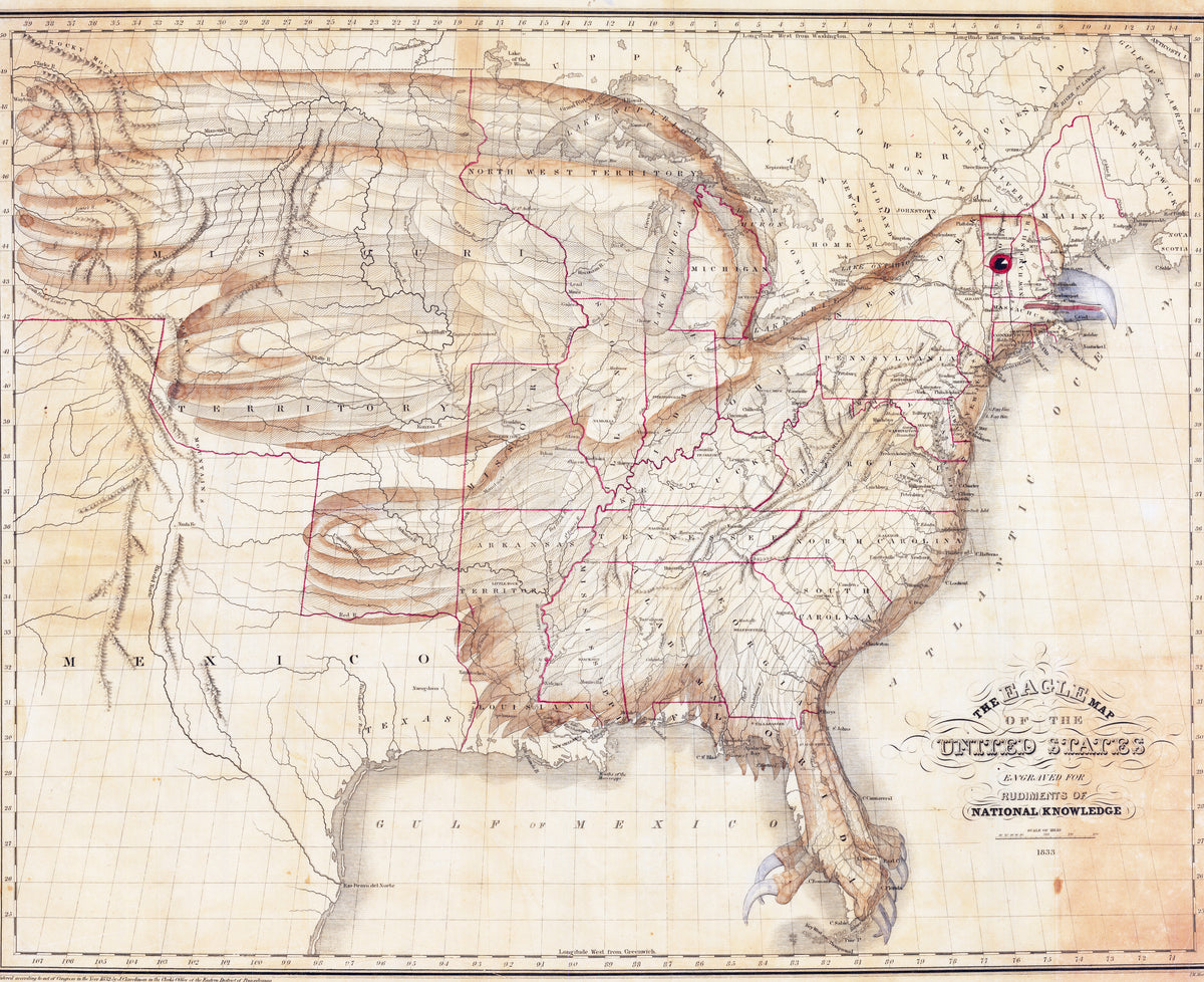 Joseph Churchman — The Eagle Map of the United States | Antique Pictorial Map Print