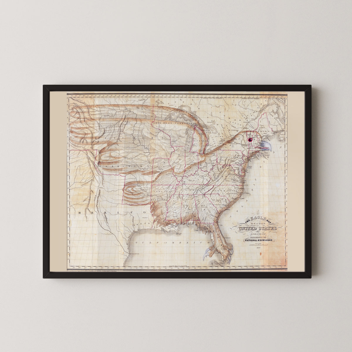 Joseph Churchman — The Eagle Map of the United States | Antique Pictorial Map Print