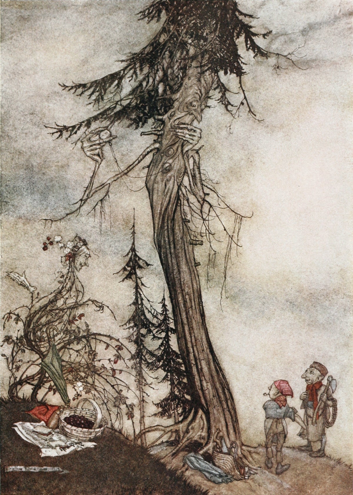 Arthur Rackham — The Fir-Tree and the Bramble | Fable Illustration Print