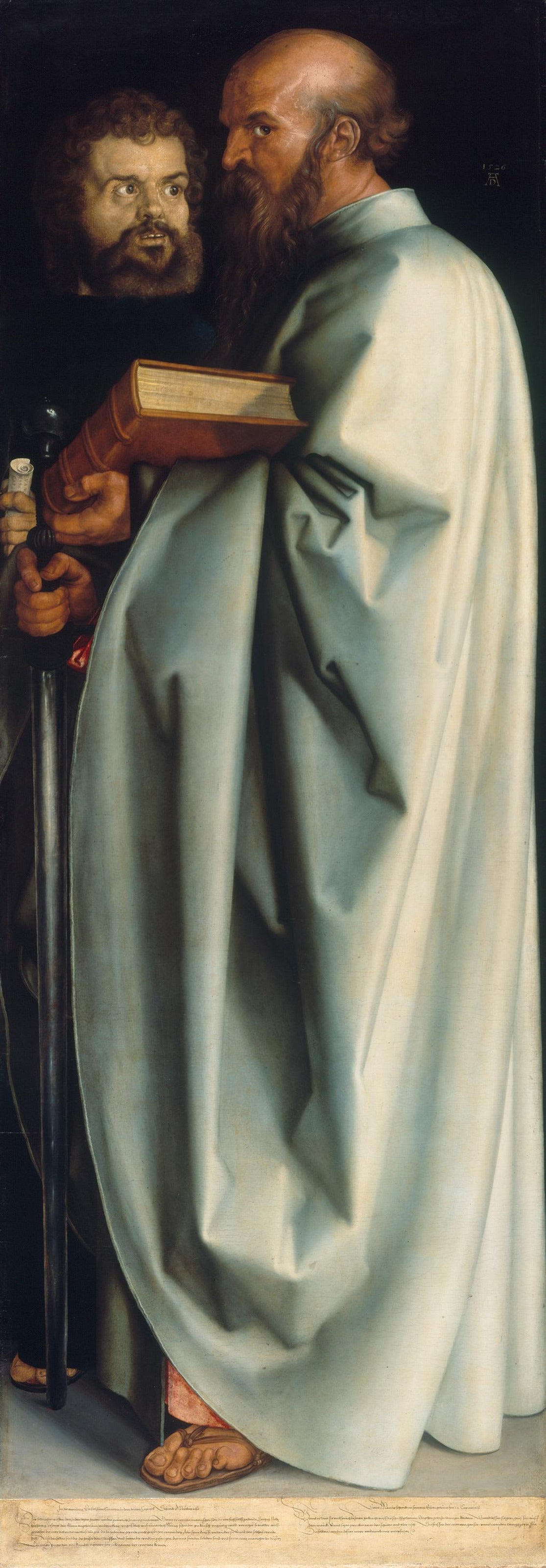 The Four Apostles: St Mark and St Paul by Albrecht Dürer — Two apostles in a pale mantle and dark robe, with book and sword