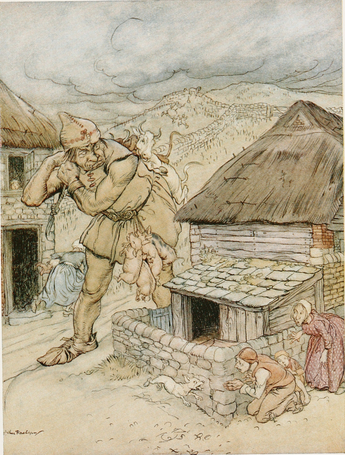 Arthur Rackham — The Giant Cormoran Was the Terror of All the Country-Side | Fairy Tale Illustration Print