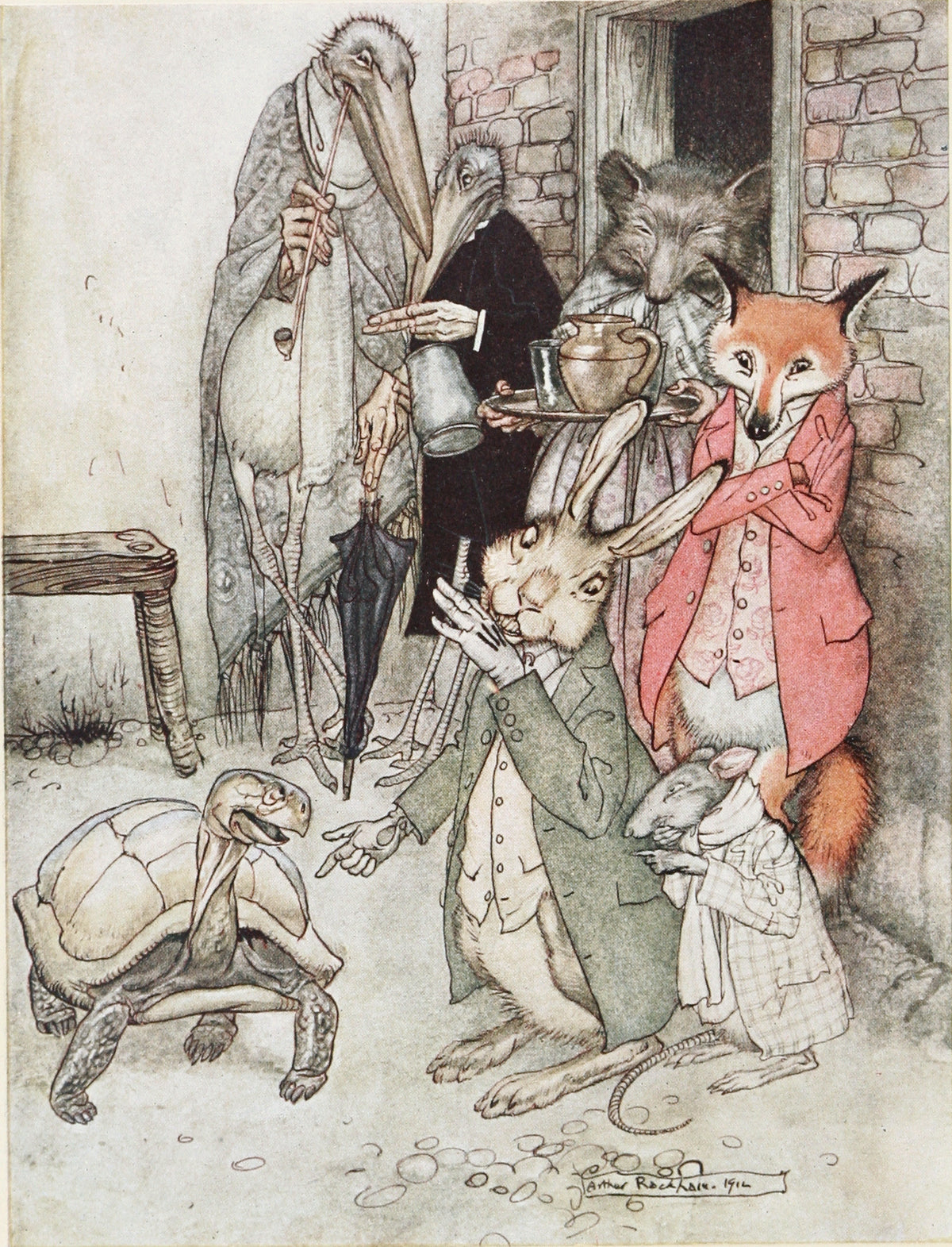 Arthur Rackham — The Hare and the Tortoise | Fable Illustration Print