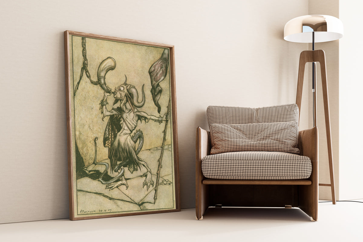 Arthur Rackham — The Horn at the Gate of the Barbican Tower | Fairy Tale Illustration Print