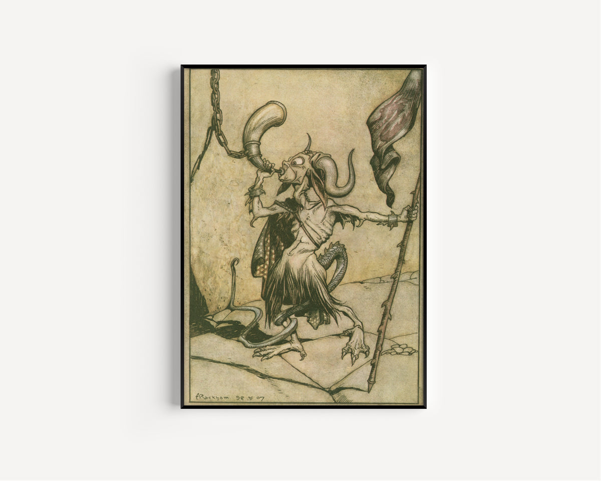 Arthur Rackham — The Horn at the Gate of the Barbican Tower | Fairy Tale Illustration Print