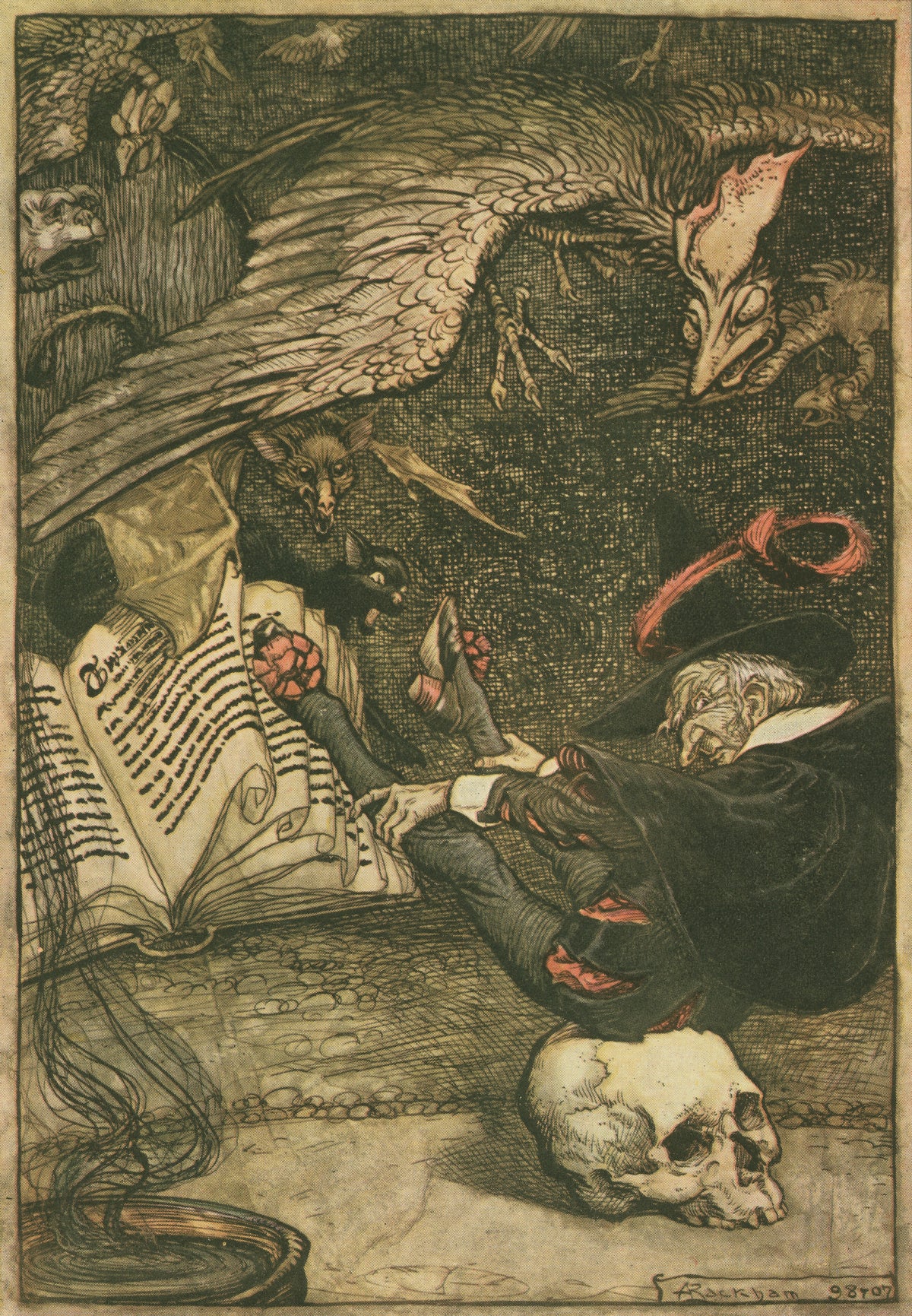 Arthur Rackham — The Little Man Had Seated Himself in the Centre of the Circle | Fairy Tale Illustration Print