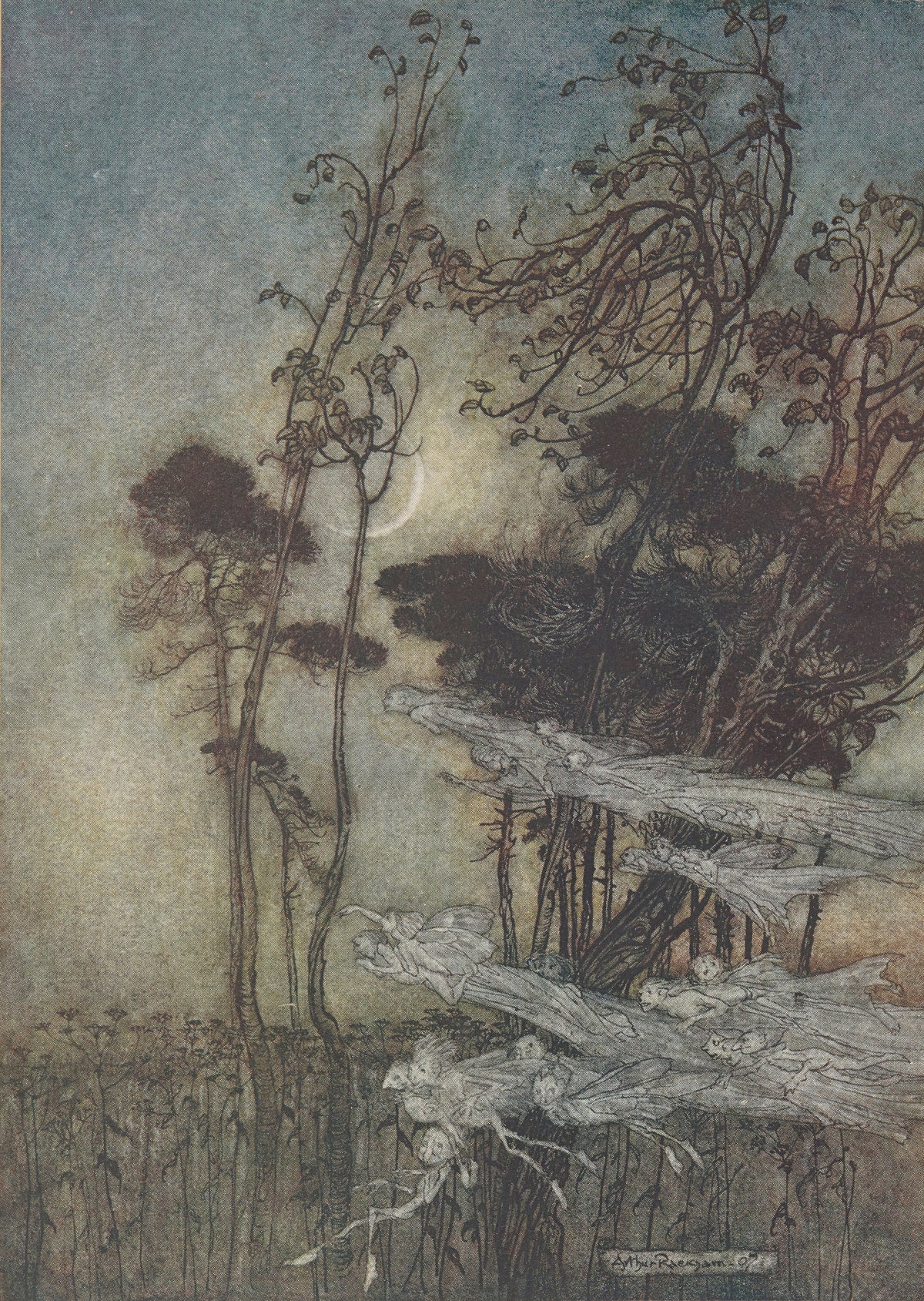 Arthur Rackham — The Moon, Like to a Silver Bow New-Bent in Heaven | Shakespeare Illustration Print