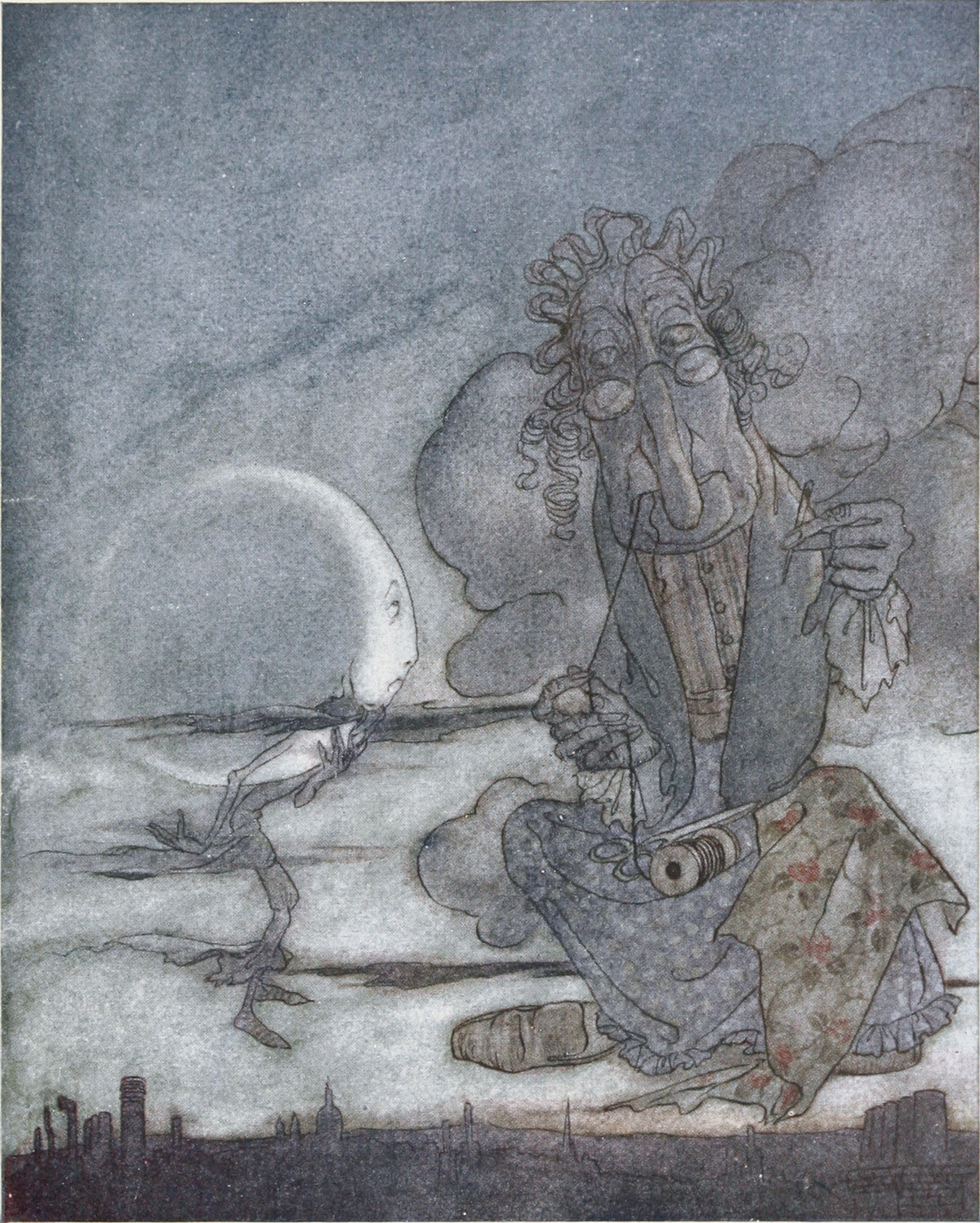 Arthur Rackham — The Moon and Her Mother | Fable Illustration Print