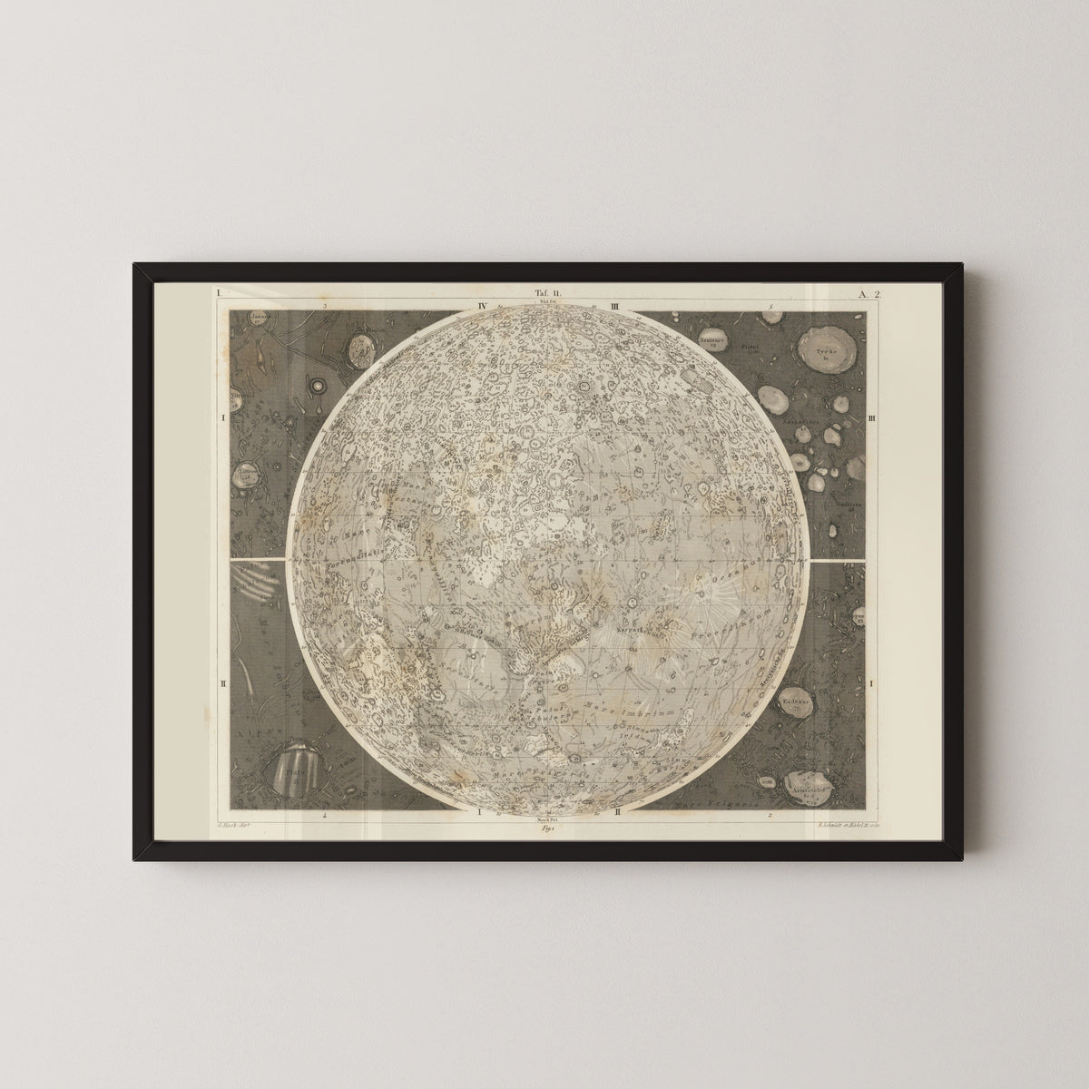 Johann Georg Heck — The Moon | Antique Lunar Map Print
