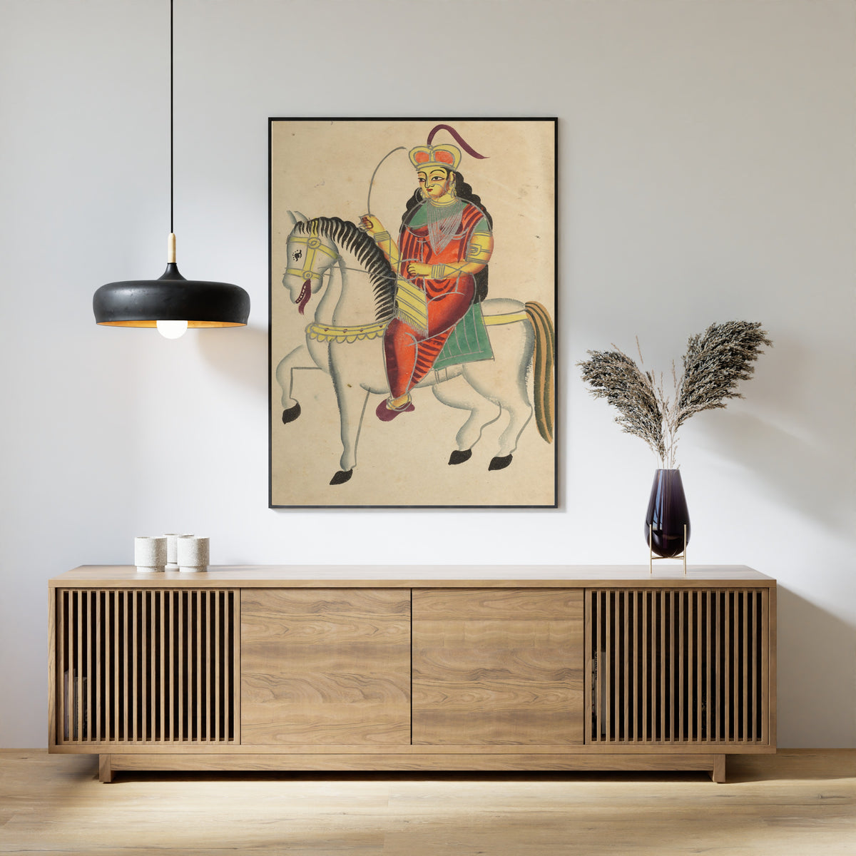 Kalighat painter — The Mutiny of the Heroine Rani Lakshmi Bai of Jhansi | Kalighat Painting Print
