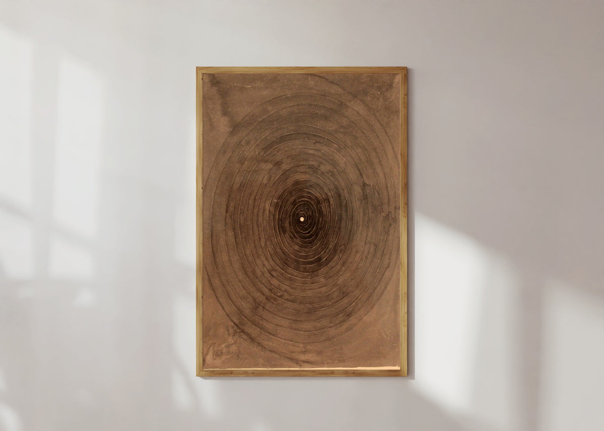 Framed art print of The Parsifal Series, No. 1 by Hilma af Klint, in a light wood frame on a sunlit white wall