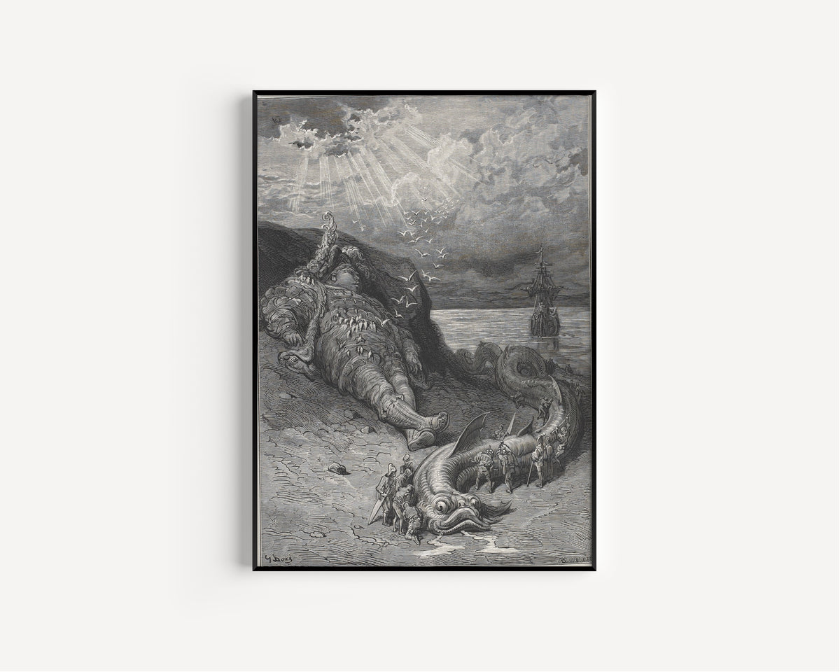 Gustave Doré — The Physeter Brought Ashore | Wood Engraving Print