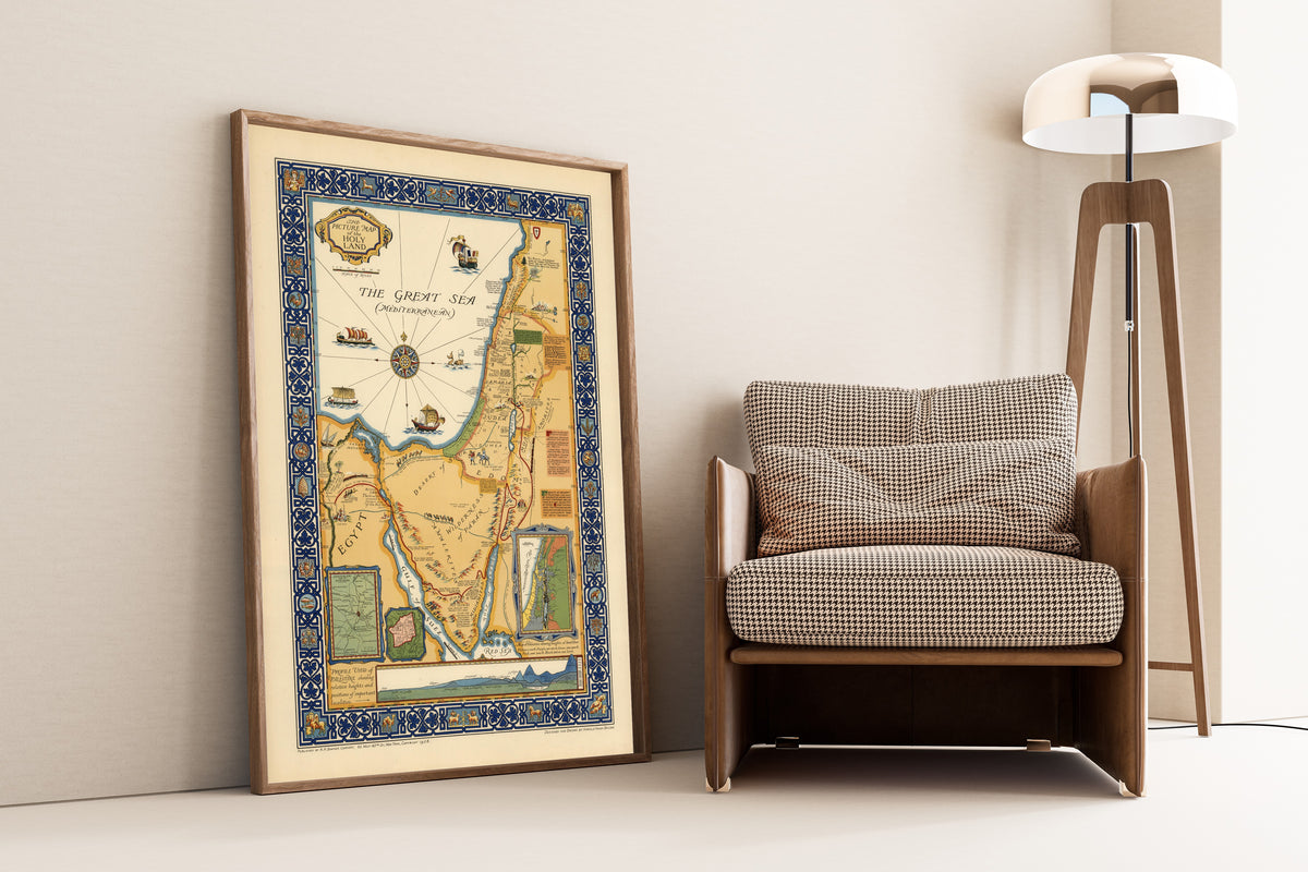 Harold Haven Brown — The Picture Map of the Holy Land | Vintage Pictorial Map Print