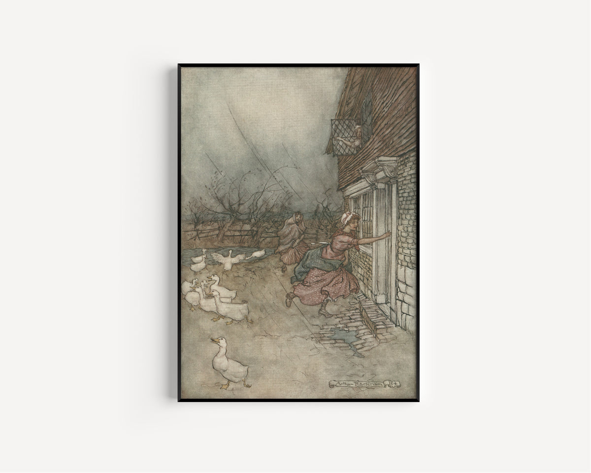Arthur Rackham — The Rain Always Made a Point of Setting In | Fairy Tale Illustration Print