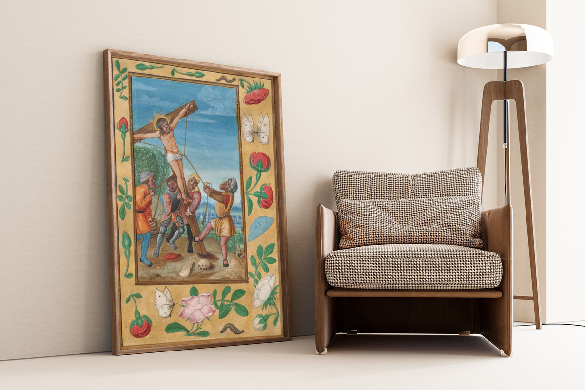 The Raising of the Cross | Illuminated Manuscript Print