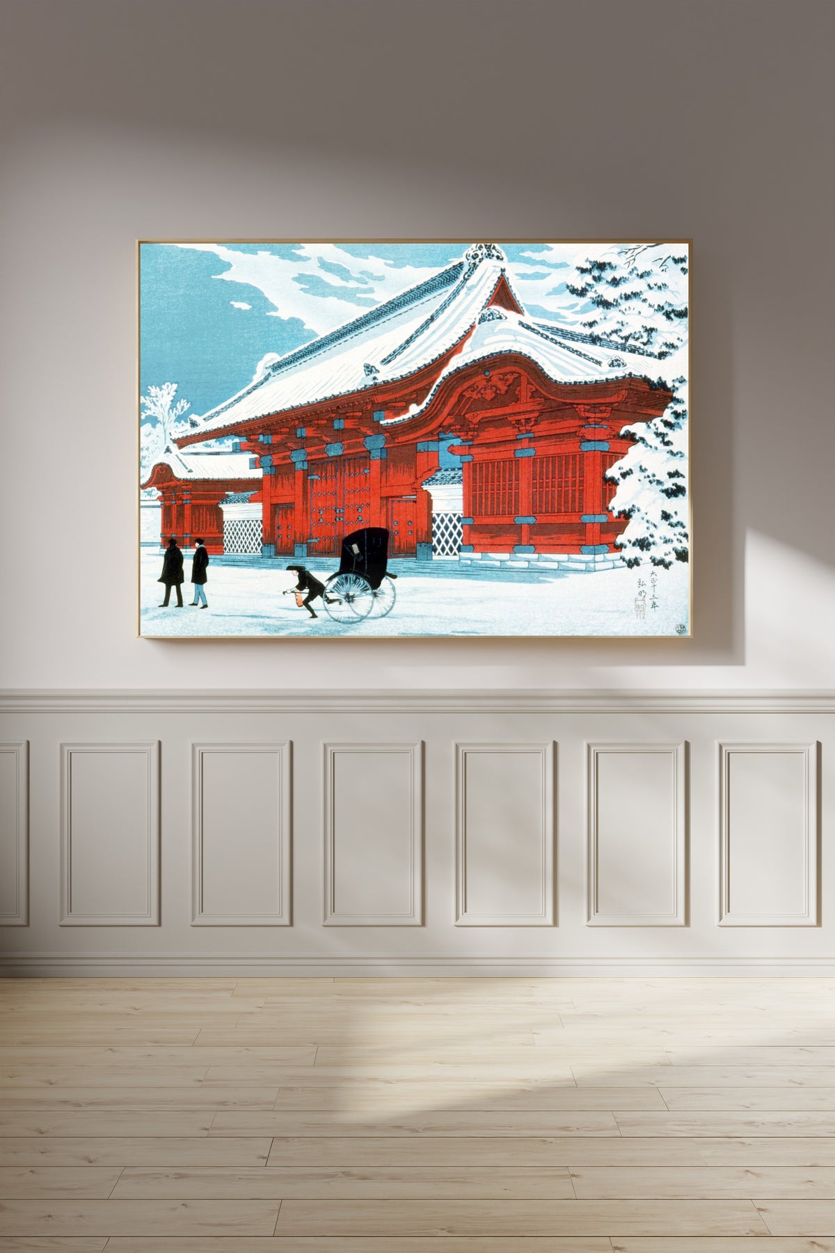 Takahashi Shotei — The Red Gate of Hongo in Snow (1926) | Japanese Woodblock Print (Shin Hanga)