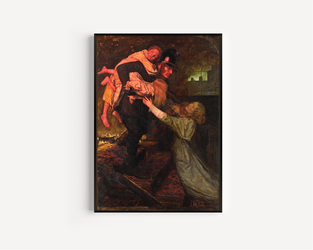 John Everett Millais — The Rescue | Pre-Raphaelite Art Print
