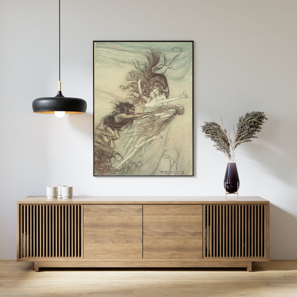 Arthur Rackham — The Rhine-Maidens Teasing Alberich | Wagner Illustration Print