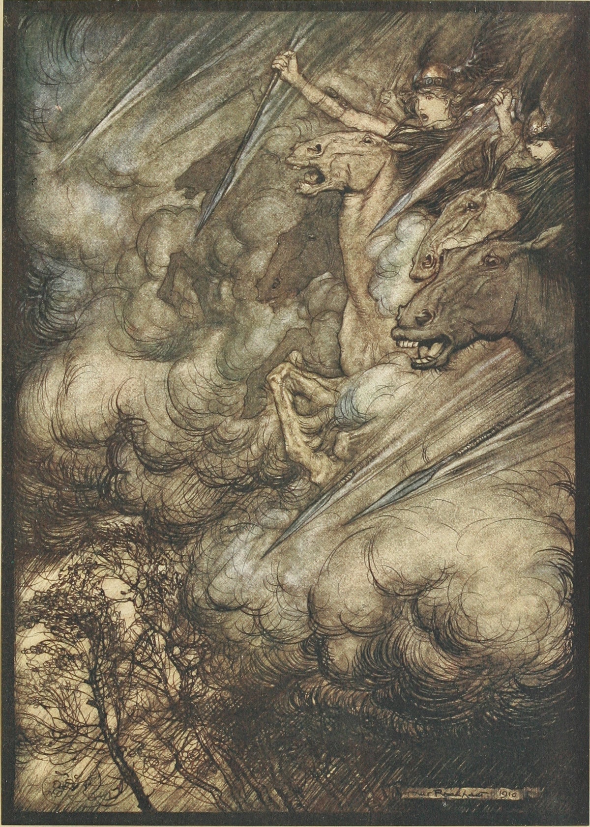 Arthur Rackham — The Ride of the Valkyries | Wagner Illustration Print