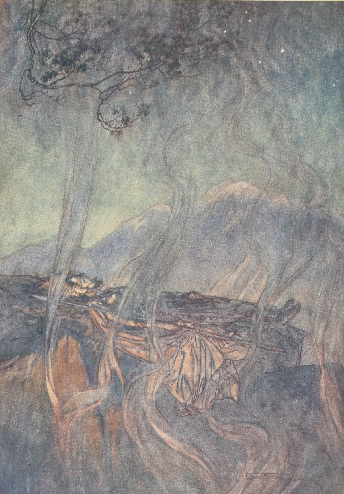 Arthur Rackham — The Sleep of Brünnhilde | Wagner Illustration Print