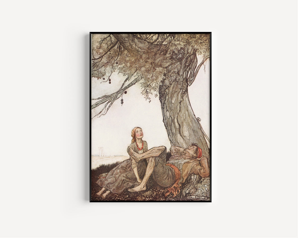 Arthur Rackham — The Travellers and the Plane-Tree | Fable Illustration Print