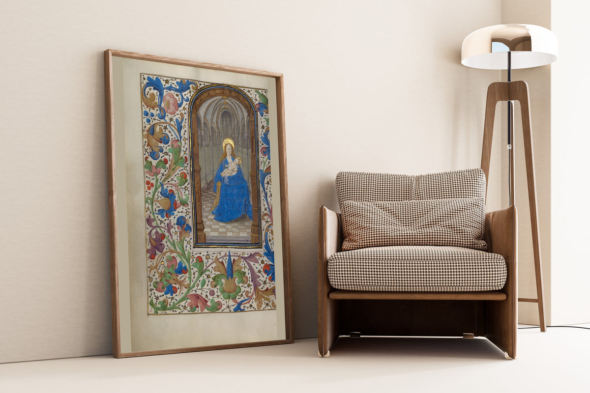 The Virgin and Child Enthroned within a Church | Illuminated Manuscript Print