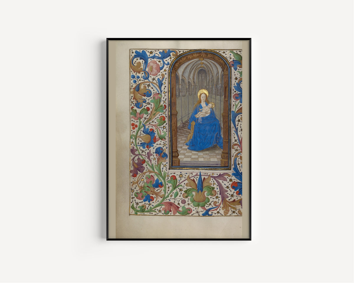The Virgin and Child Enthroned within a Church | Illuminated Manuscript Print