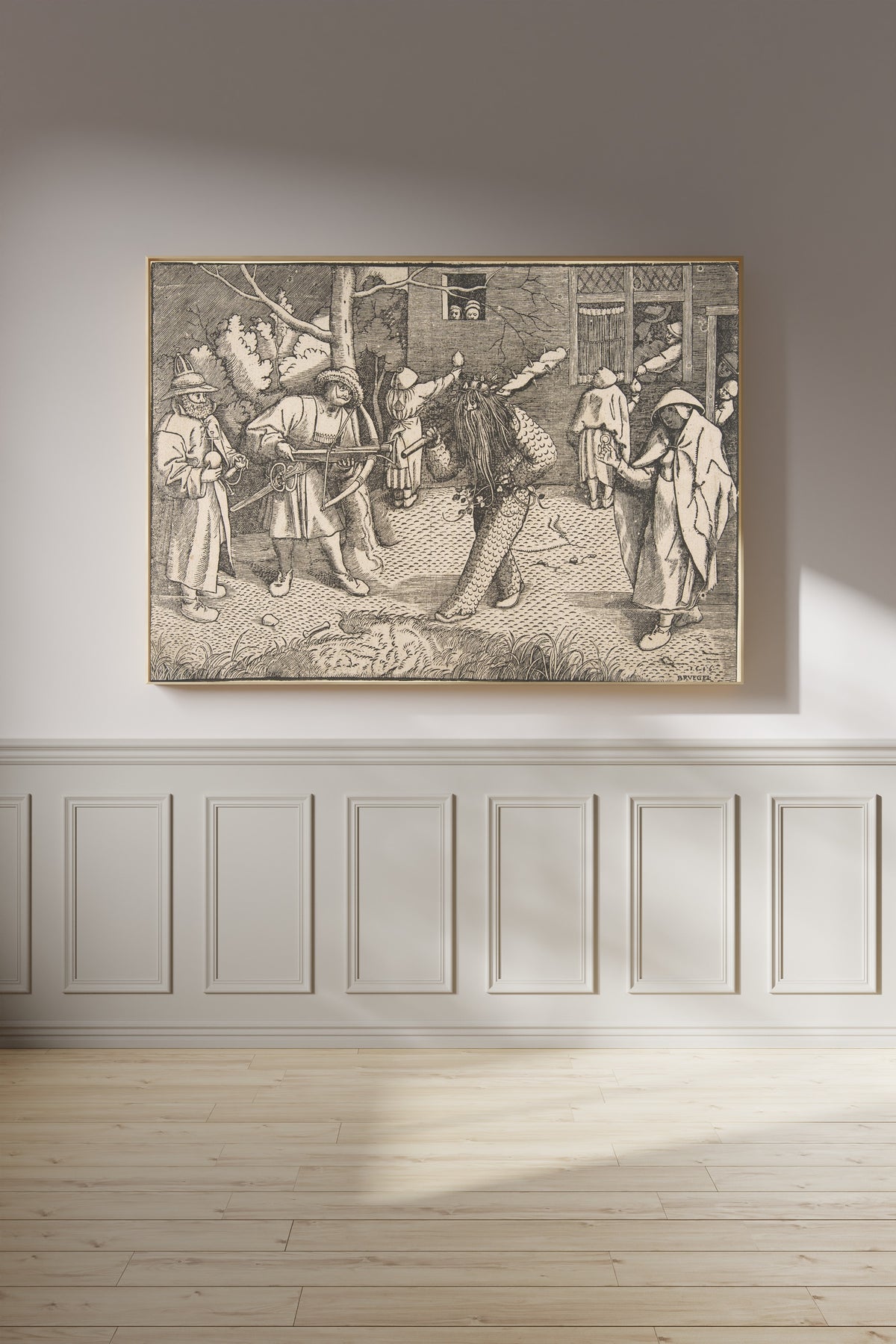 Pieter Bruegel the Elder — The Wild Man or the Masquerade of Orson and Valentine | Woodcut Print