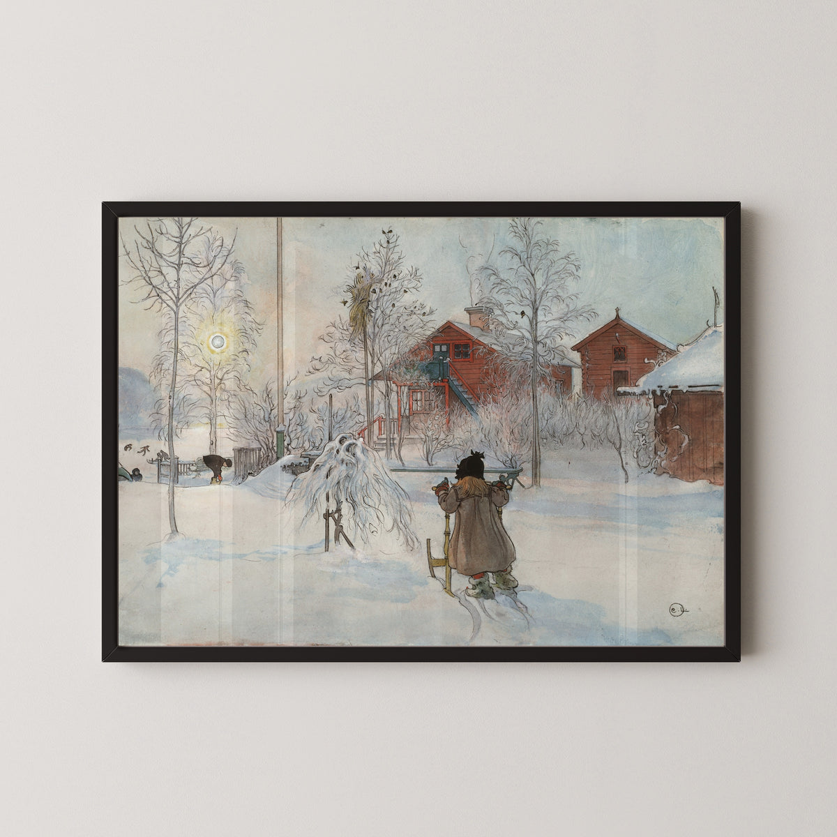 Carl Larsson — The Yard and Washhouse | Swedish Watercolour Print