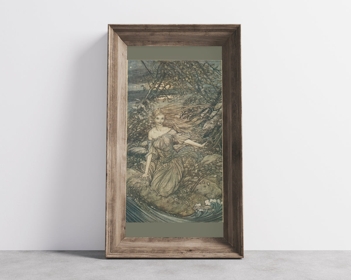 Arthur Rackham — There Under the Branches of the Overhanging Trees Was Undine | Fairy Tale Illustration Print