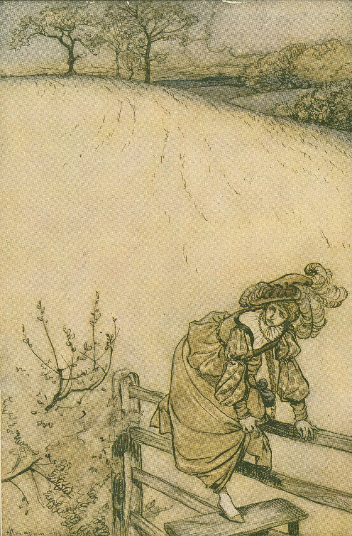 Arthur Rackham — These Stiles Sadly Bothered Odille | Fairy Tale Illustration Print