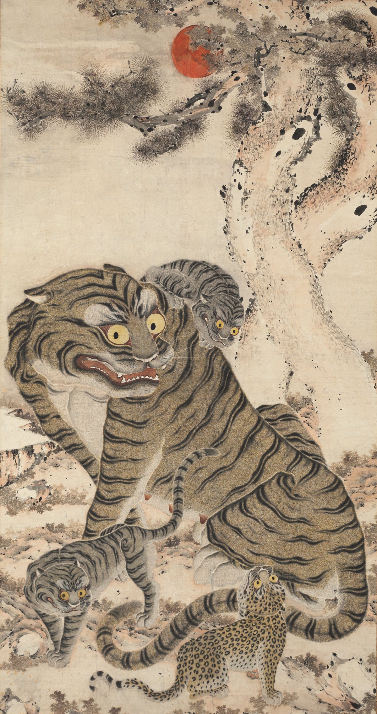 Korean minhwa painter (unidentified) — Tiger Family | Korean Painting Art Print