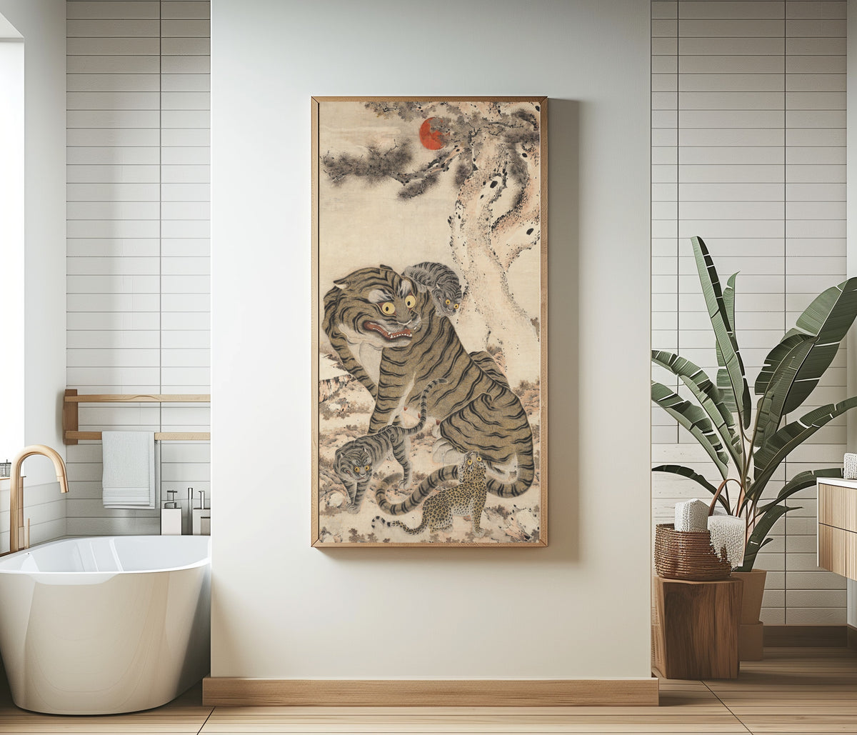 Korean minhwa painter (unidentified) — Tiger Family | Korean Painting Art Print