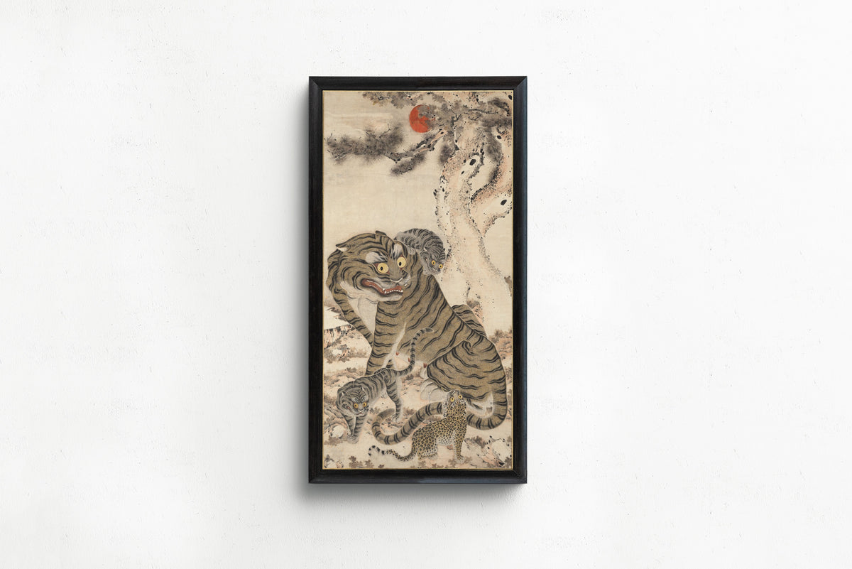 Korean minhwa painter (unidentified) — Tiger Family | Korean Painting Art Print