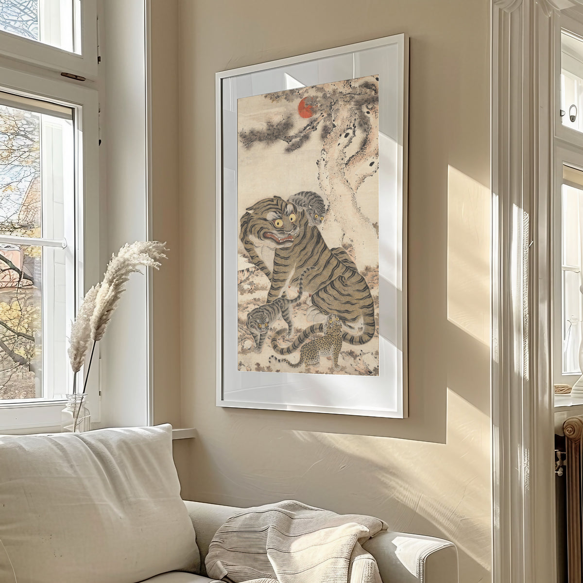 Korean minhwa painter (unidentified) — Tiger Family | Korean Painting Art Print