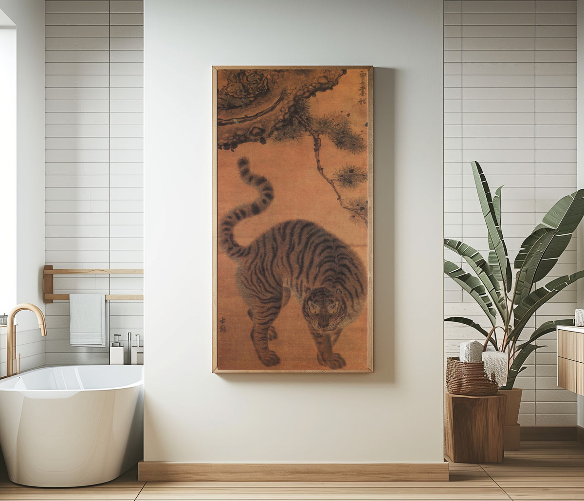 Kim Hong-do (Danwon) — Tiger under the Pine Tree | Korean Painting Art Print