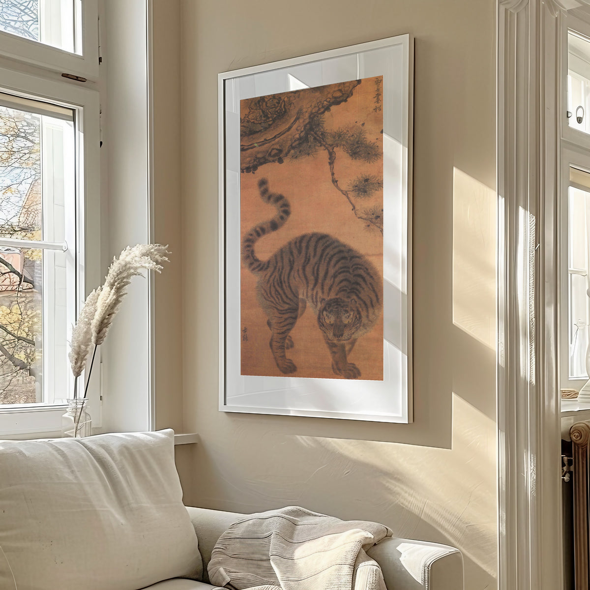 Kim Hong-do (Danwon) — Tiger under the Pine Tree | Korean Painting Art Print