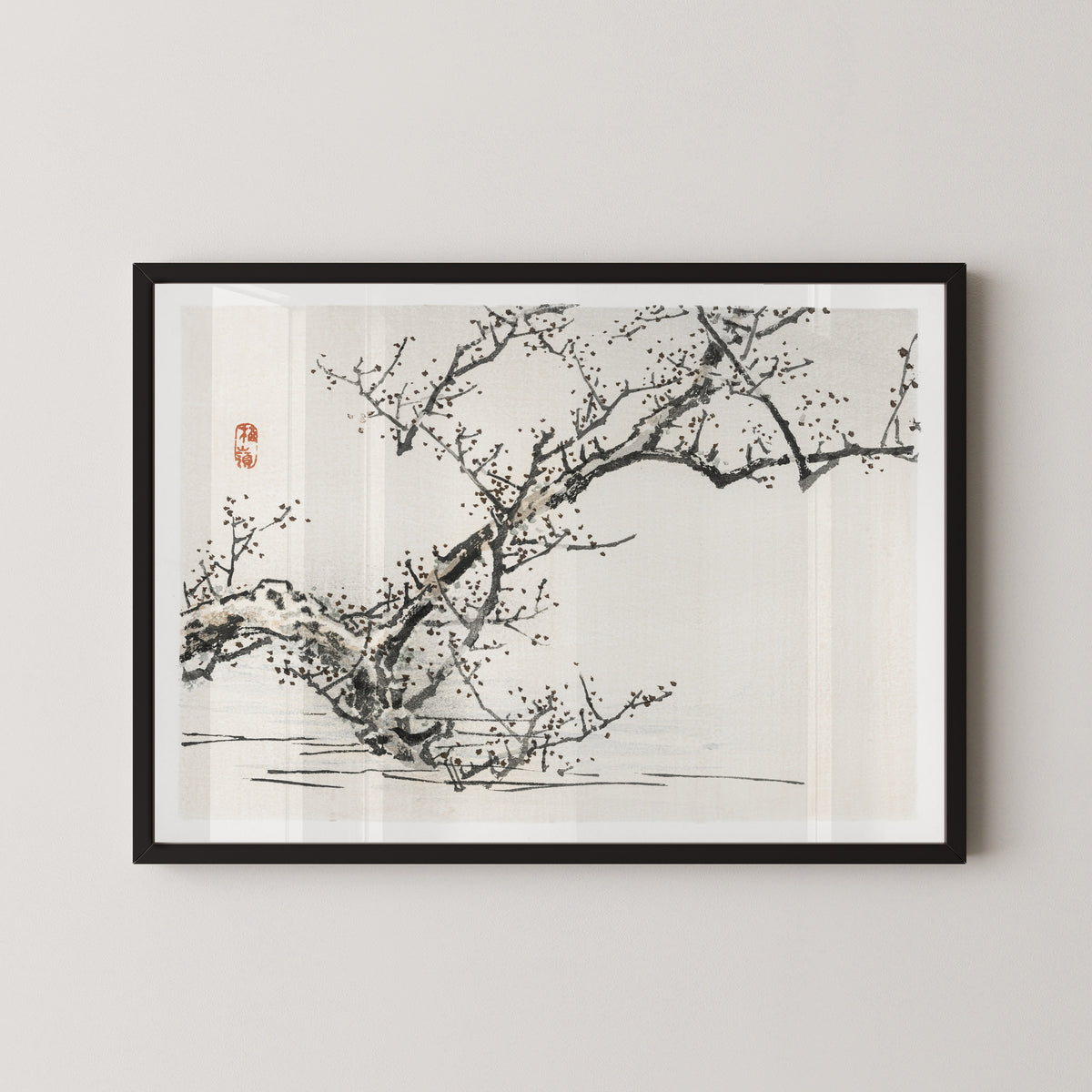 Kōno Bairei — Tree against the backdrop of water | Japanese Woodblock Print