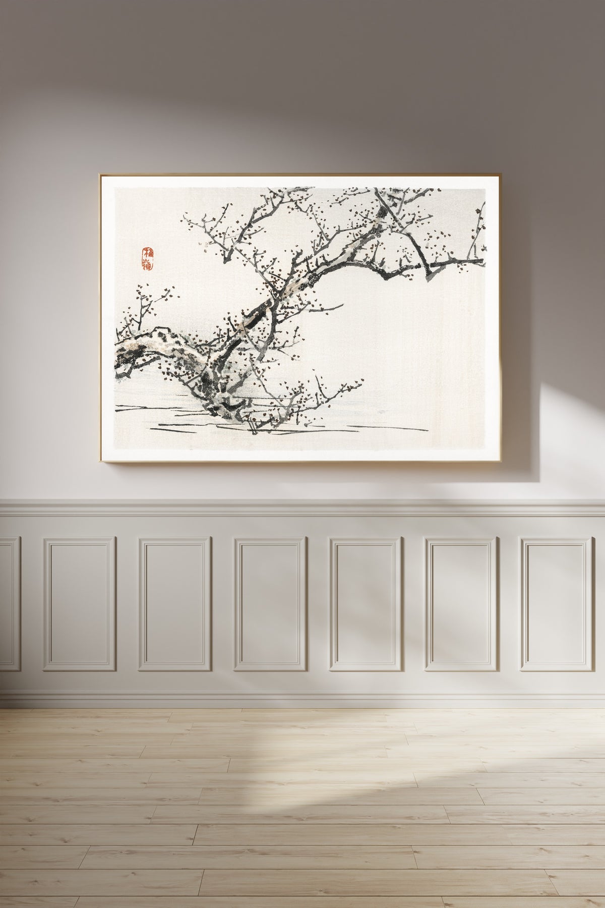 Kōno Bairei — Tree against the backdrop of water | Japanese Woodblock Print