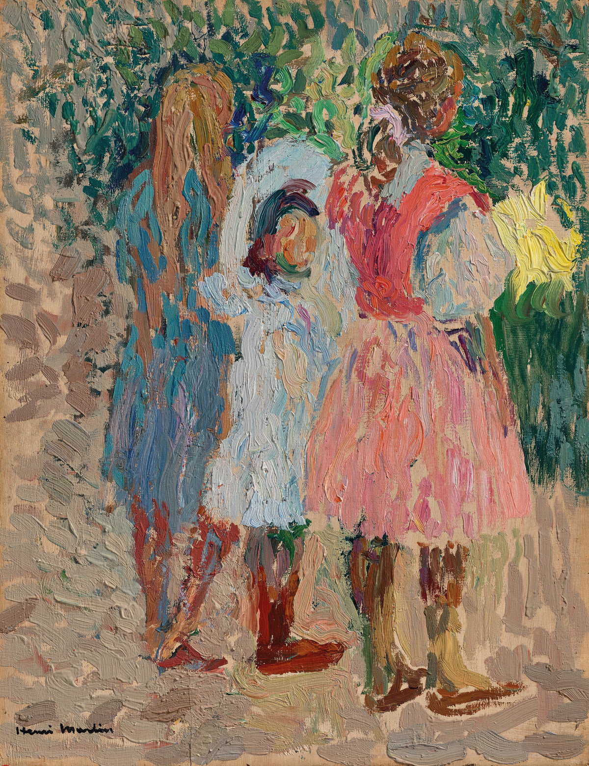 Henri Martin — Trois petites filles au jardin, un matin d’été | Pointillist Portrait Print