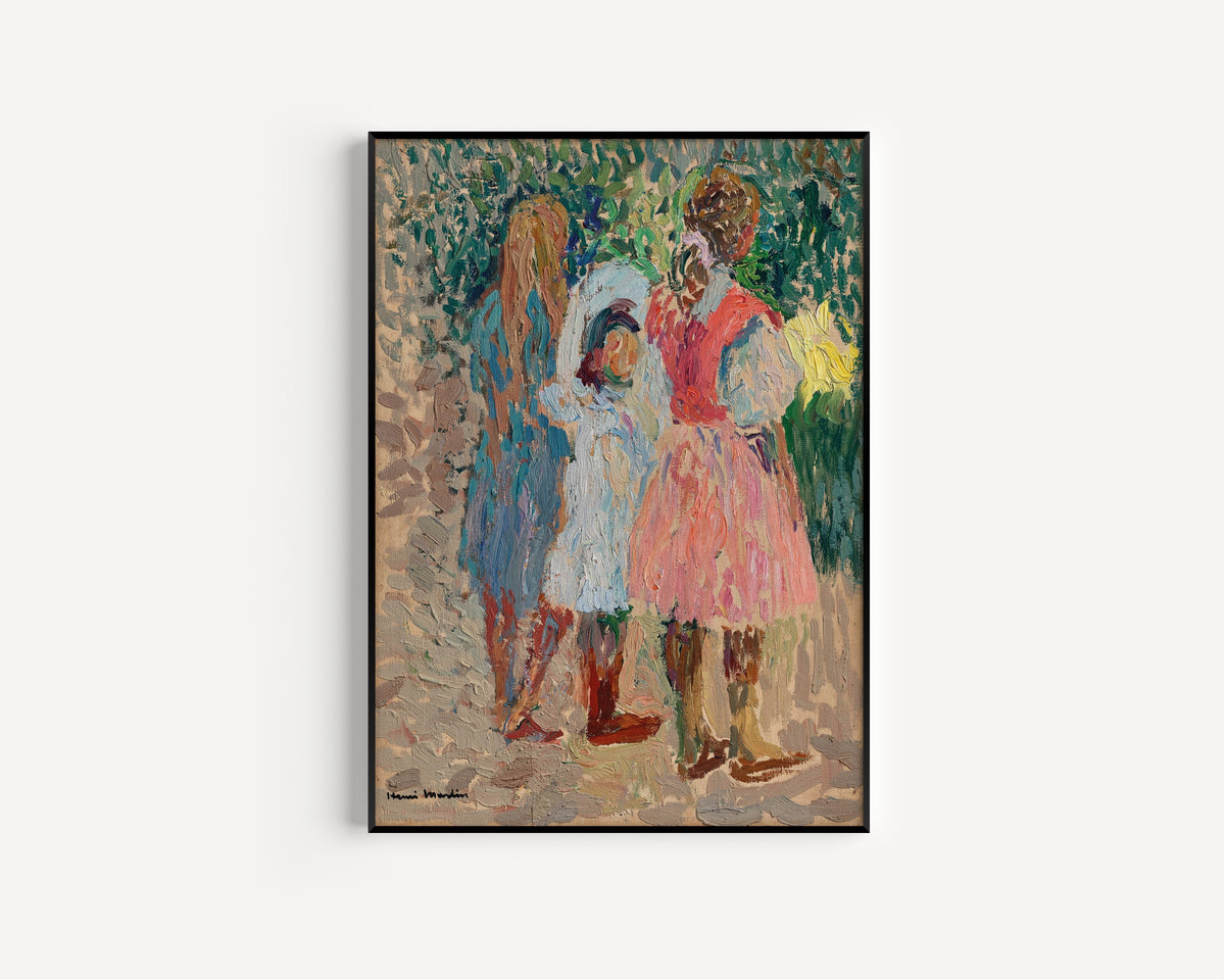 Henri Martin — Trois petites filles au jardin, un matin d’été | Pointillist Portrait Print